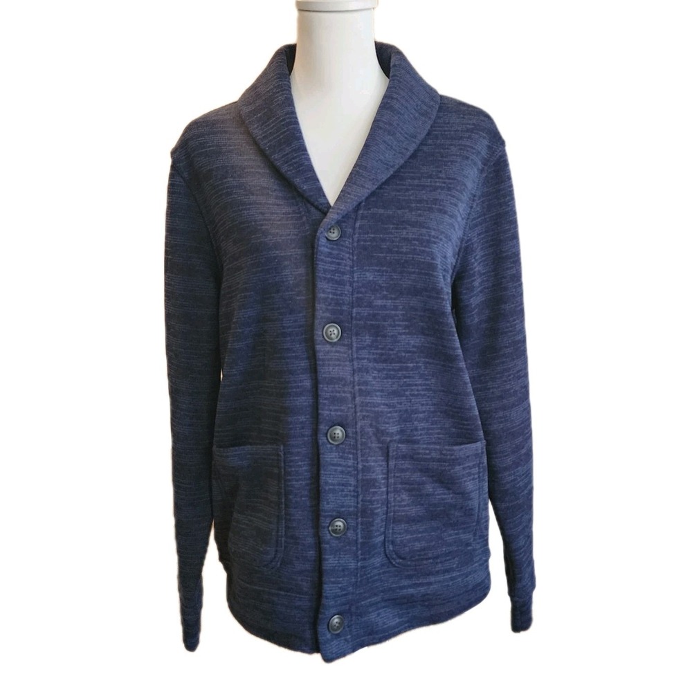 Old Navy Cardigan Sweater Medium‎ Navy Heather Pockets Stretch Casual Fall NWT